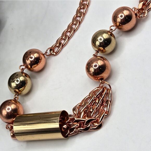 "5/$25" Copper/Goldtone Metallic Bold Cable Link Adjustable Necklace - Picture 4 of 7